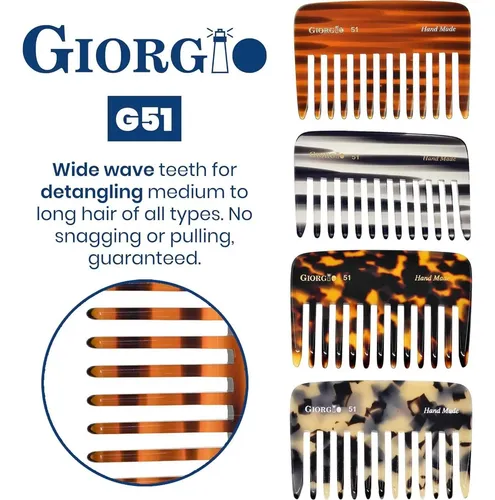 Peines De Dientes Anchos Giorgio G51 Para Cabello Grueso Y