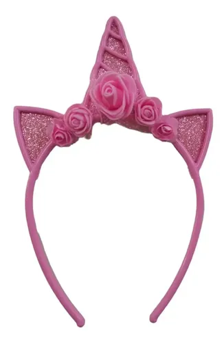 Vincha Unicornio Flores Glitter Nena Accesorios De Pelo X 6