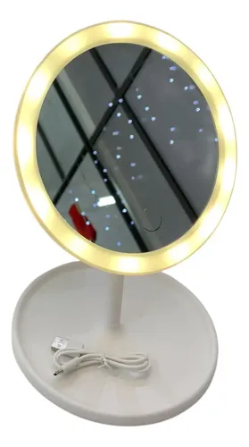 Espejo Maquillaje Led Táctil Portátil Con Carga Usb