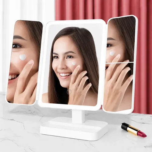 Espejo Luz Led Usb Triple Aumento Maquillaje Belleza 241344