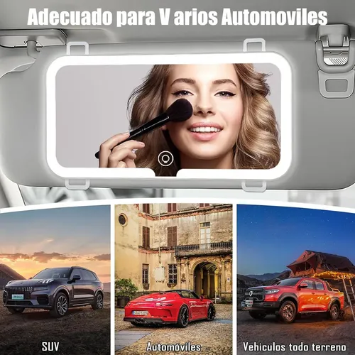 Espejo De Maquillaje De Visera Para Coche Con Luz Led 3x