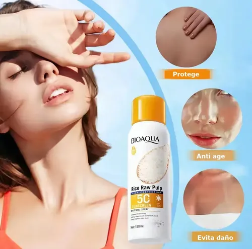 Protector Solar De Arroz Bioaqua Spf 50 Spray Rice Raw Pulp