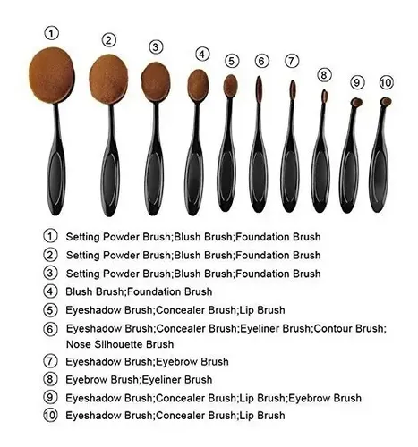 Set De Brochas Y Pinceles Oval X 10 Profesional En Caja