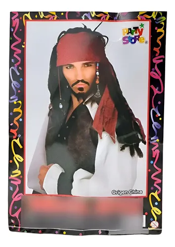 Peluca Pirata Larga Con Parche Y Pañuelo Calavera Cotillon