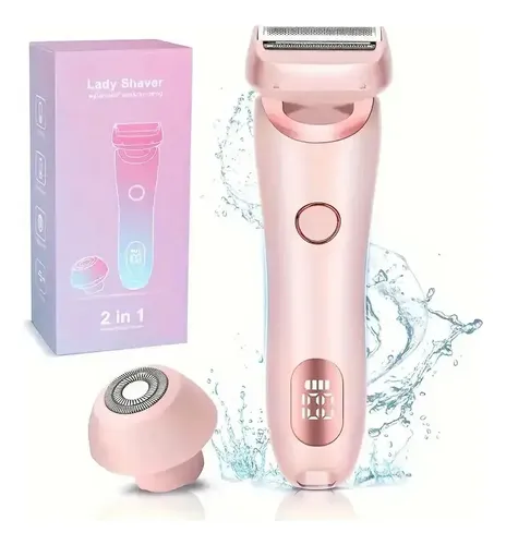 Depiladora Eléctrica Recargable Usb Rosa Con Cabezales Doble