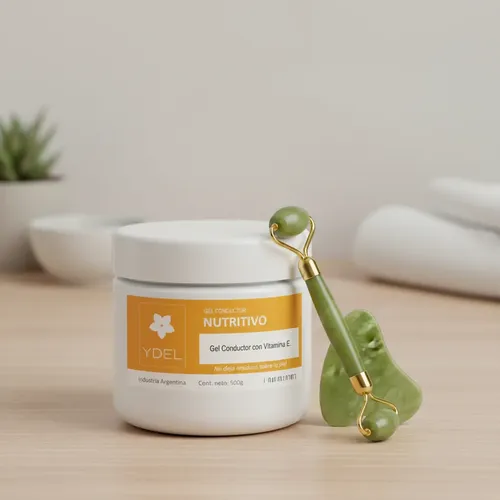 Gel Conductor Nutritivo Facial Corporal Vit E + Jade Roller Todo Tipo De Piel Día/noche