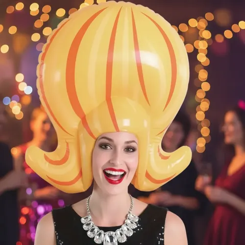 Peluca Inflable Rubia Para Fiesta Y Disfraz Cotillón