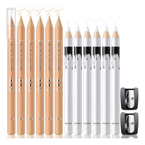 Set De Lápices De Barbería 12 Piezas Beige/blanco Con