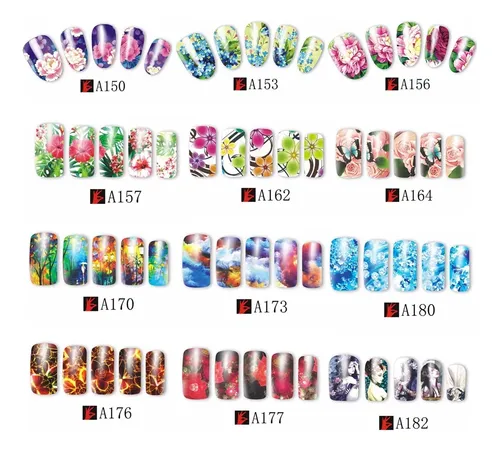 48 Stickers Al Agua Diseños Varios Deco Uñas Nai Art