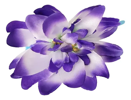 Hebillas Para Pelo Flores De Tela Colores Pack X12 Azul Violeta Marrón Rojo