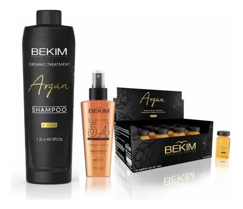 Kit Argan 4 Oils Shampoo-protector Térmico-ampollas Bekim