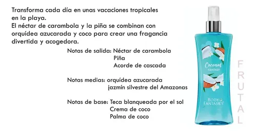 Agua de Colonia Body Fantasies Coconut para Mujer, 236 mL