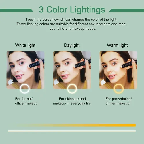 Espejo De Maquillaje Deweisn Con Luz Led 10 Pulgadas Verde
