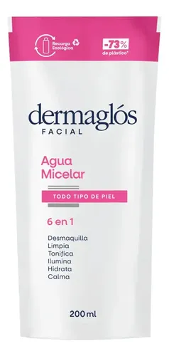 Dermaglós Facial Agua Micelar 6 En 1 Desmaquillante Refill