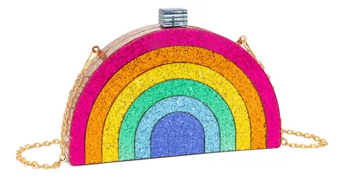 Clutch Acrílico Arcoíris Auramiya Caja Rígida