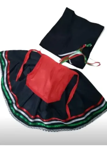 Pollera Rojo Tarantela Con Chaleco Y Cintas Pelo