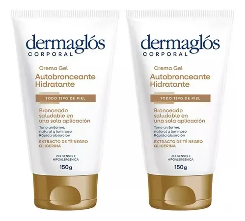 Combo X2 Dermaglos Crema Gel Autobronceante Hidratante 150gr