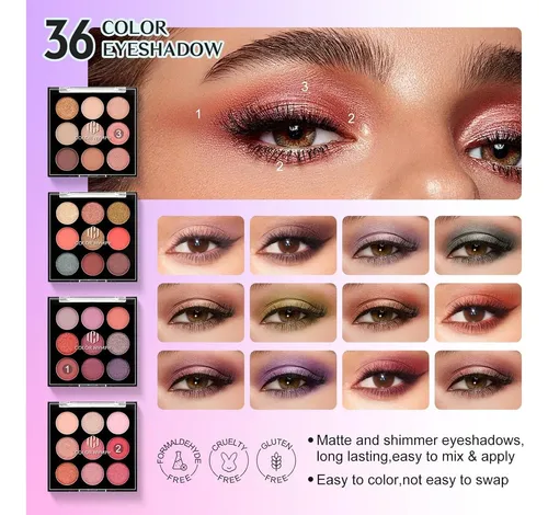 Kit Maquillaje Color Nymph 4 Bandejas Estuche Maleta