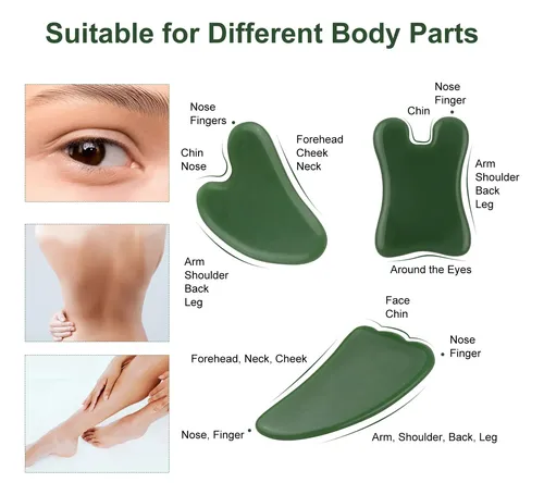 Juego De Herramientas De Masaje Jade Gua Sha, Kit De &uf