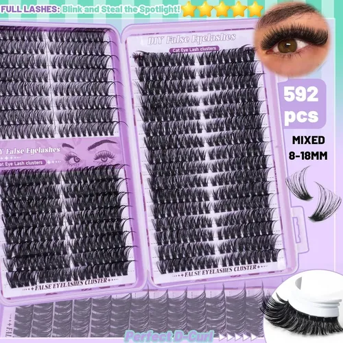 Kit De Pestañas Postizas Clusters 1790pcs Con Puntas Y Base
