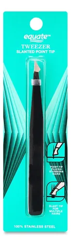 Pinza Equate Acero Inox Punta Biselada Punta Fina Cejas Negro Slanted Point Tip