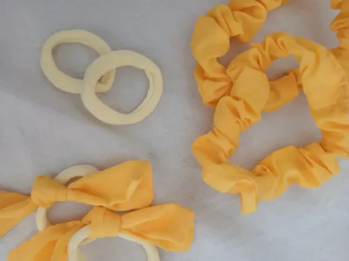 Combo Accesorios Para El Pelo Escolar Moda Nenas Color Amarillo Liso