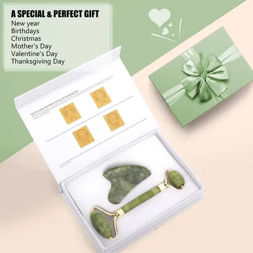 Set De Masajeador Facial De Belleza Deciniee Rodillo De Jade