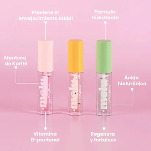 Labial Brillo Gloss Hidratante Lip Oil Melu Ruby Rose