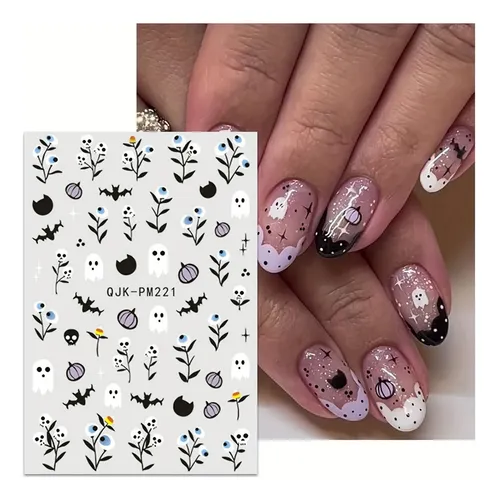 Calcomanías Para Uñas De Halloween Bhooka 9 Hojas 3d Autoadh