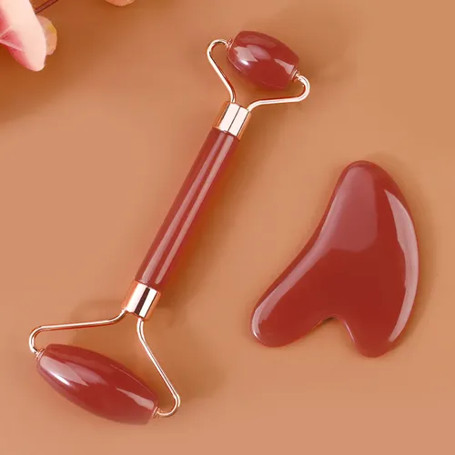Rodillo Facial De Masaje Con Forma De Rosa Rosa Sha, 2 Unida Rojo