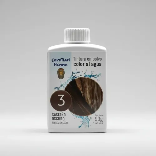 Henna Egyptian Tintura En Polvo Al Agua Sin Amoniaco X 90gr 3 – Castaño Oscuro