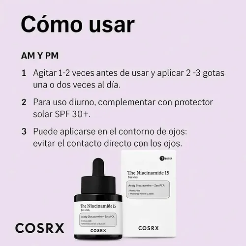Sérum Cosrx Niacinamida 15% Control Grasa 20ml Día Y Noche