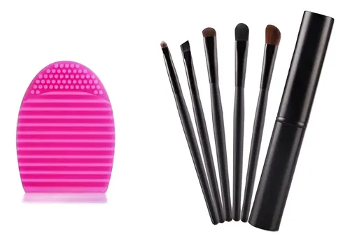 Set De 5 Brochas Con Estuche + Limpiador Brushegg