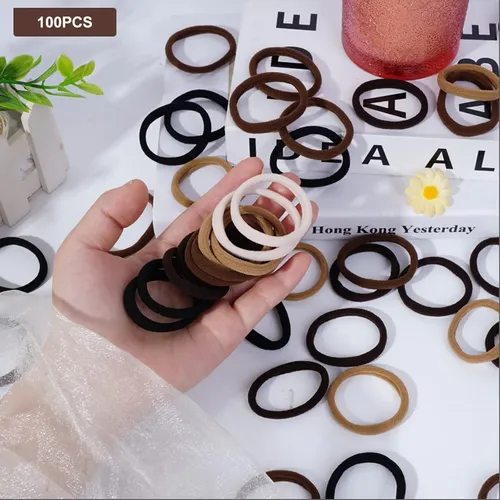 50 Ligas Elásticas Suaves, No Dañan El Cabello Negro Sólido