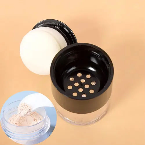 Set 2 Envases Polvo Suelto Con Puff 10 Ml Transparente
