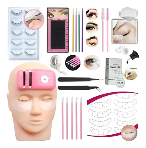 Kit De Practica Pestañas Pelo Por Pelo Basico Con Maniquí