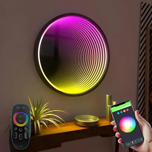 Luz Led 3d Espejo Infinito Rgb Control App 50 Cm