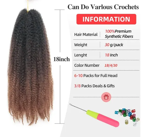Cabello Trenzado Marley Twist Qrhsuka, 18 Pulgadas, 8 Paquet