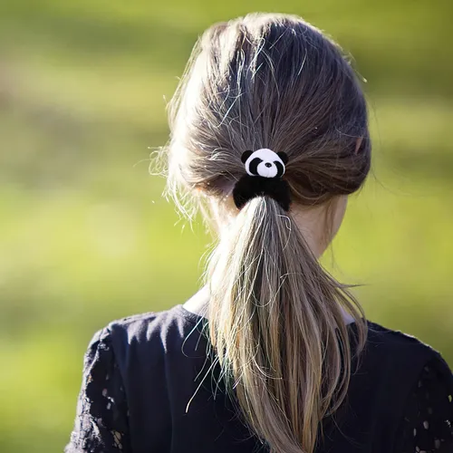 2 Cintas Para El Pelo Con Pompones Y Coleteros De Panda, =