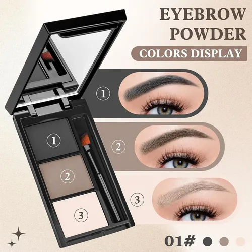Polvo Para Cejas 3 Colores Anwuozu Con Espejo Y Brocha