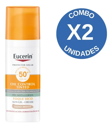 Combo Eucerin Proteccion Solar Toque Seco Tono Medio X 2 Un