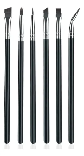 Set De 6 Pinceaux De Maquillage Para Ojos, Negro