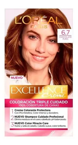 Kit Tintura Permanente L’ Oréal Paris Excellence Creme 6.7 Chocolate Puro
