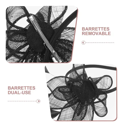 Fascinator Headband And Hair Clip Small Party Hat Black