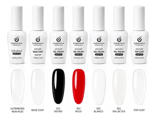Kit 7 Esmaltes Cherimoya Semipermanente Uñas Profesionales