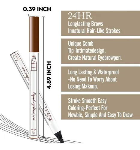 Lápiz De Cejas Bingbrush 4 Puntos Impermeable Con