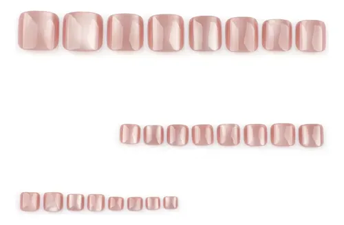 Uñas Press On Para Pies Kit Completo Reutilizable Veluna – Color Rosa Intenso