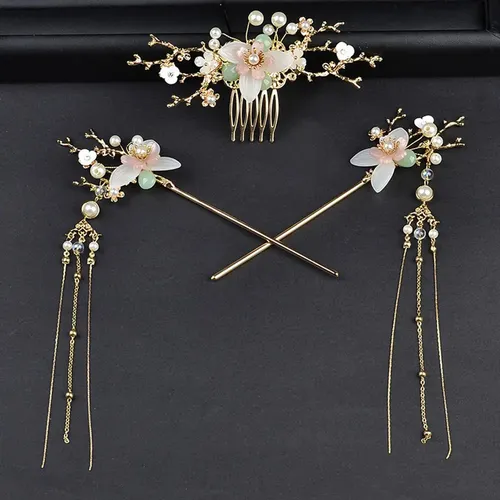 Tradicional Mujer Flor Cabello Palillos Accesorios &uw