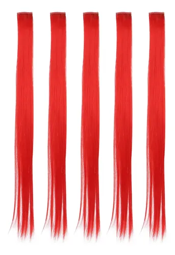 Extensiones De Pelo Liso Con Clip De Colores, 5 Unidades, Pa