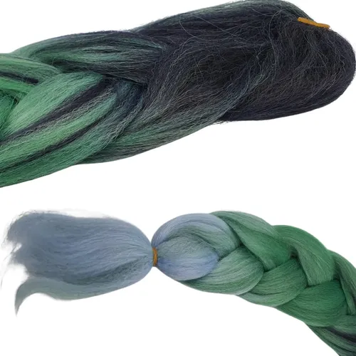 Kanekalon Trenza Unicornio Degrade Negro Verde Celeste Lfme